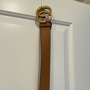 Gucci Brown Leather Belt with Gold Buckle